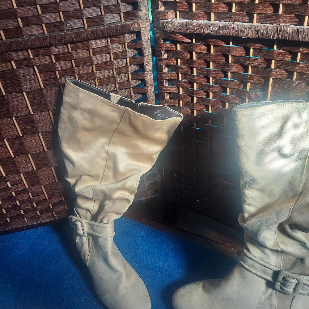 Fabric Beige boots (wide)